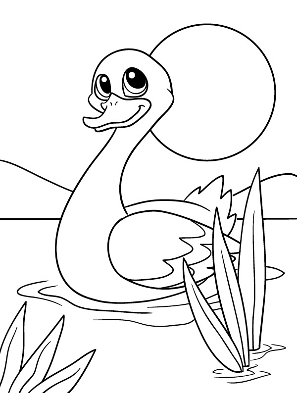 Dibujo de Cisne alegre para Colorear Dibujo de Cisne alegre para Colorear