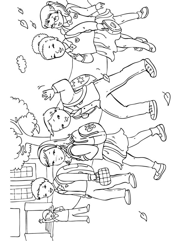 Dibujo de Ir andando a la escuela para Colorear Dibujo de Ir andando a la escuela para Colorear
