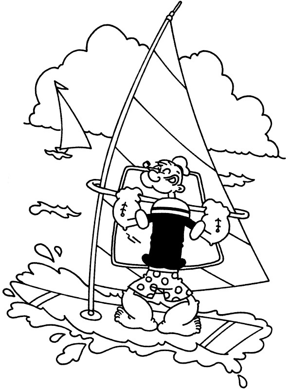 Dibujo de Windsurfer Popeye para Colorear Dibujo de Windsurfer Popeye para Colorear