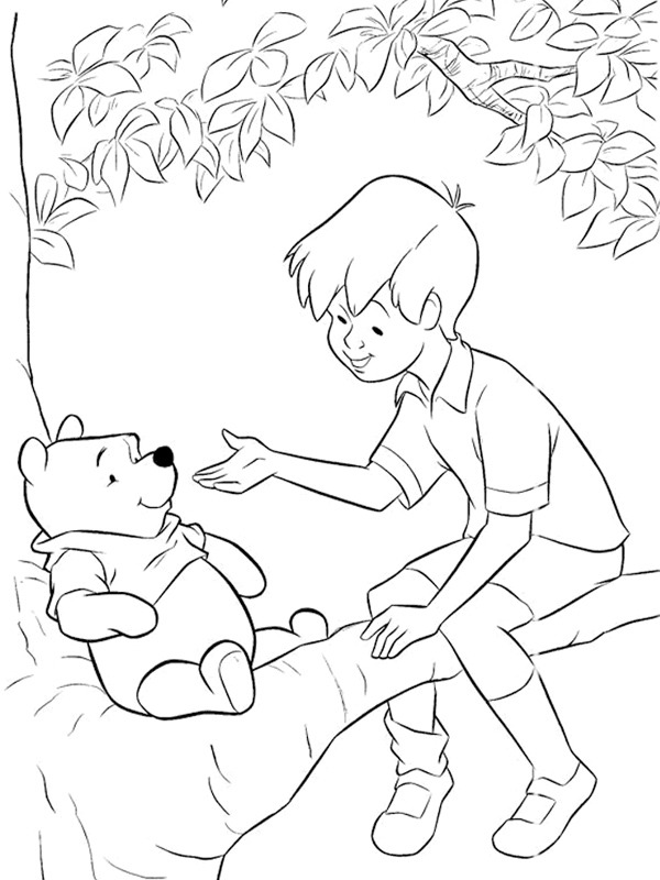 Dibujo de Winnie Pooh y Christopher Robin para Colorear Dibujo de Winnie Pooh y Christopher Robin para Colorear