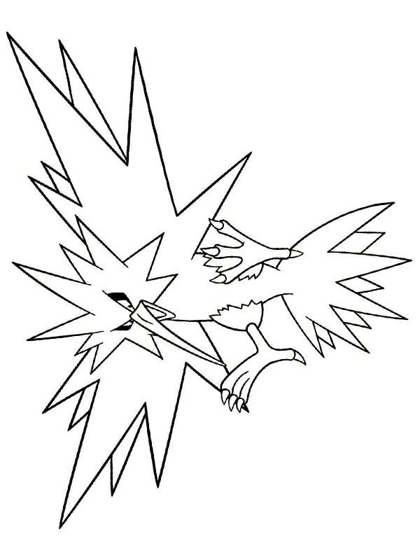 Dibujo de Zapdos (Pokémon) para Colorear Dibujo de Zapdos (Pokémon) para Colorear