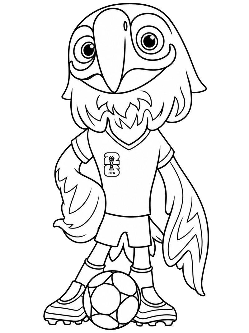 Dibujo de Clutch el &Aacute;guila Calva (Mascota de la Copa Mundial 2026) para Colorear