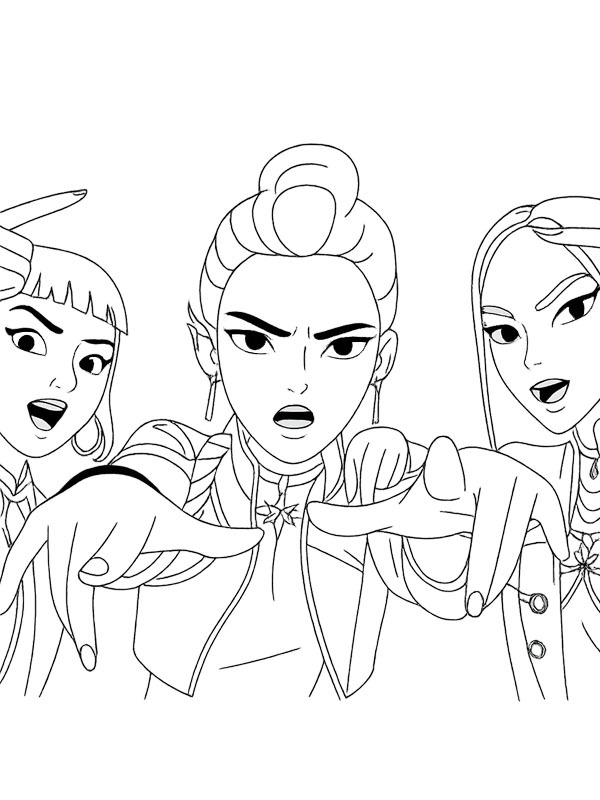 Dibujo de Zoey, Rumi y Mira para Colorear Dibujo de Zoey, Rumi y Mira para Colorear