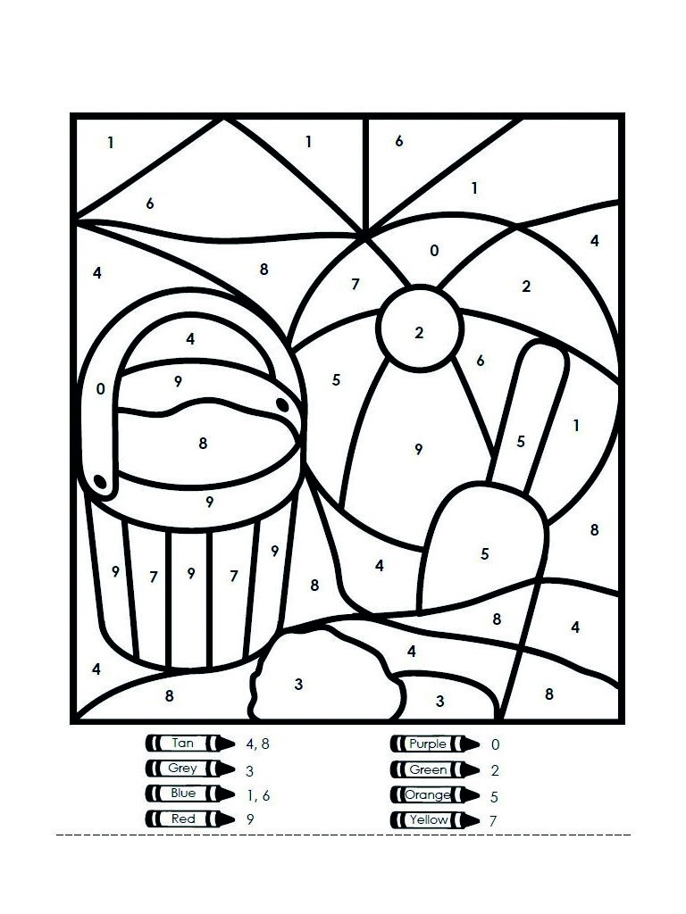 Dibujo de Colorea por número de verano para Colorear Dibujo de Colorea por número de verano para Colorear